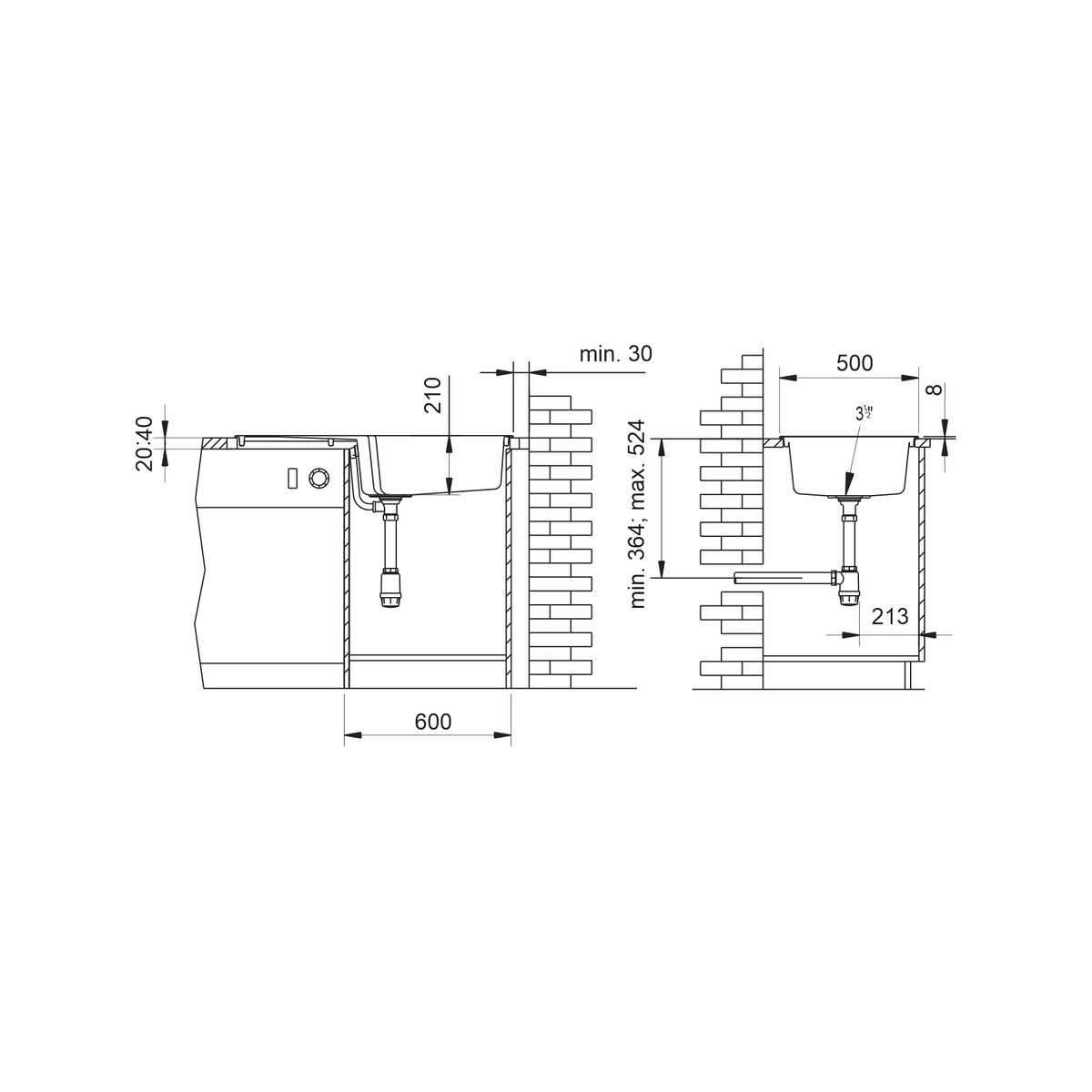 Chiuveta soft compozit Pyramis Level DUROTHEK 100x50 1B1D DR ALB