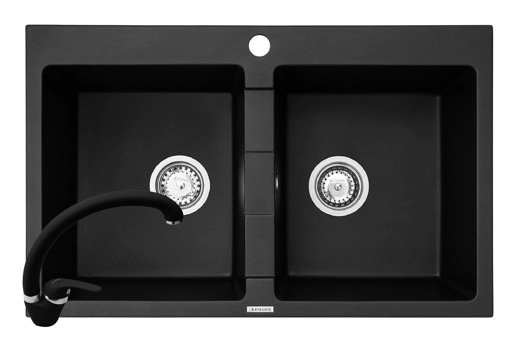 Set chiuveta granit SPARTA 2B & baterie OSSIA - Carbon