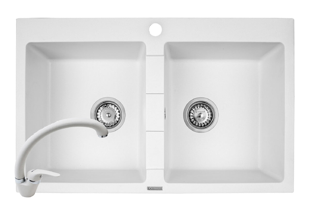 Set chiuveta granit SPARTA 2B & baterie OSSIA - White