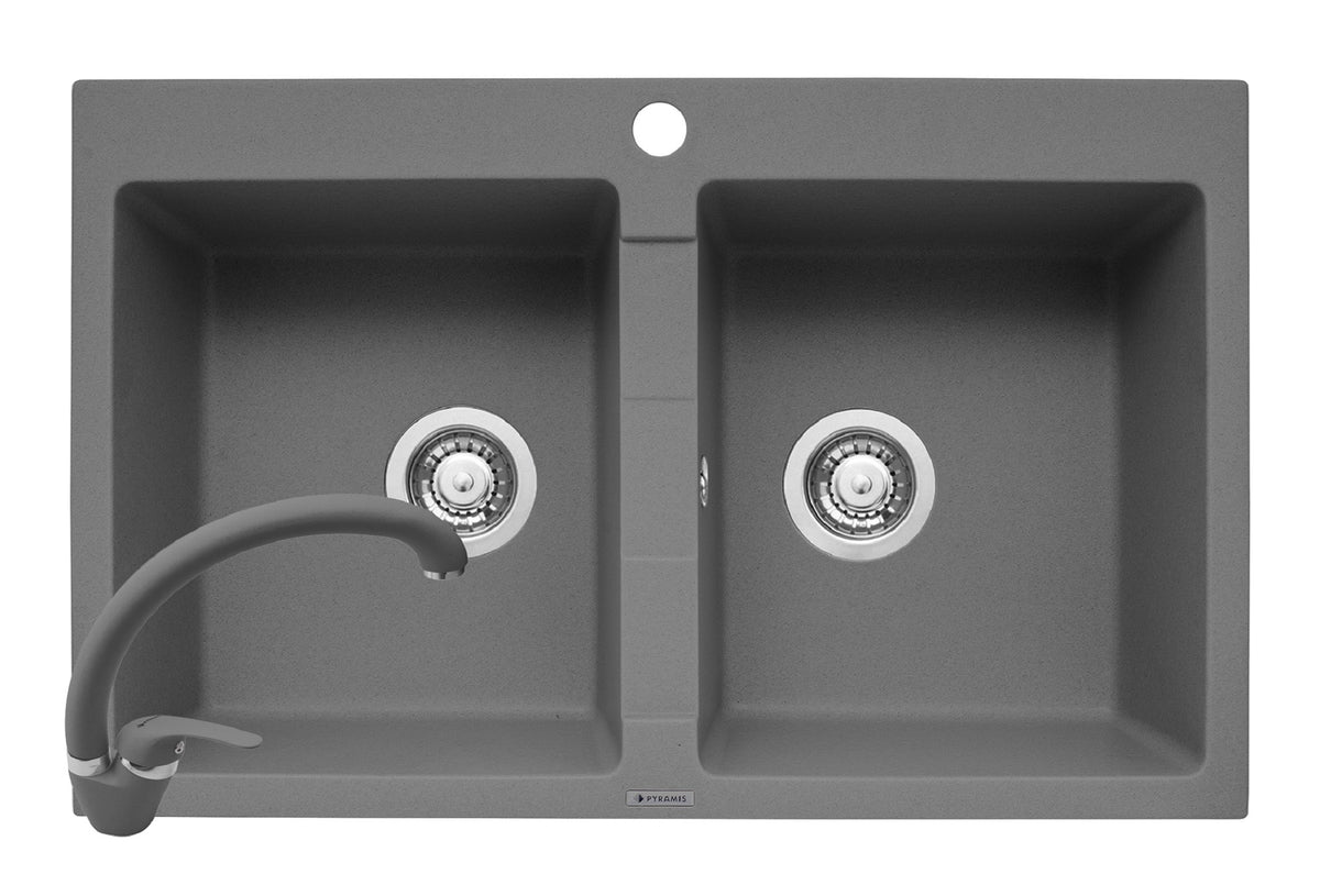 Set chiuveta granit SPARTA 2B & baterie OSSIA - Grey