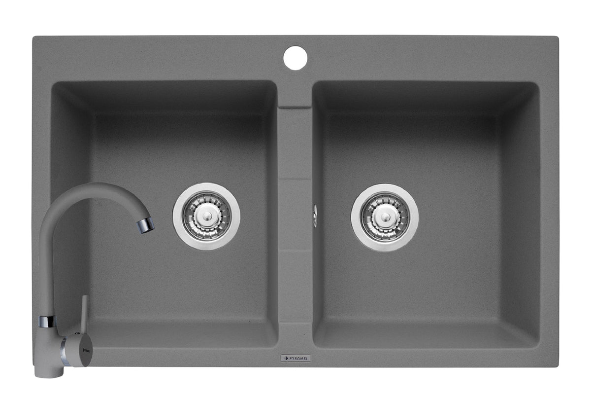 Set chiuveta granit SPARTA 2B & baterie BELLO - Grey