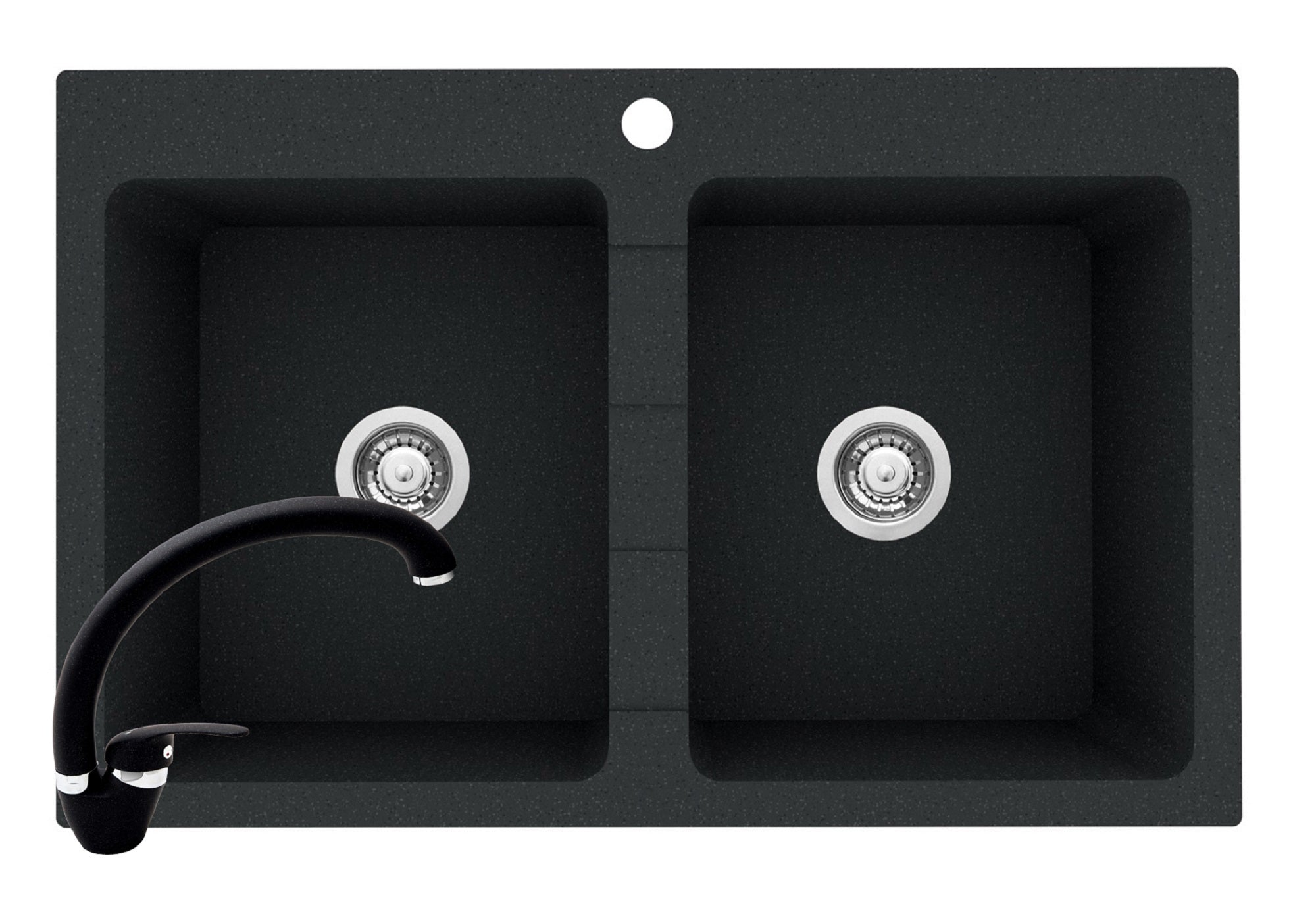 Set chiuveta granit SPARTA 2B & baterie OSSIA - Black