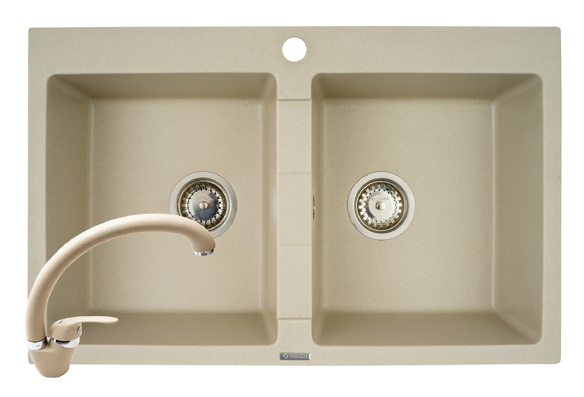 Set chiuveta granit SPARTA 2B & baterie OSSIA - Beige