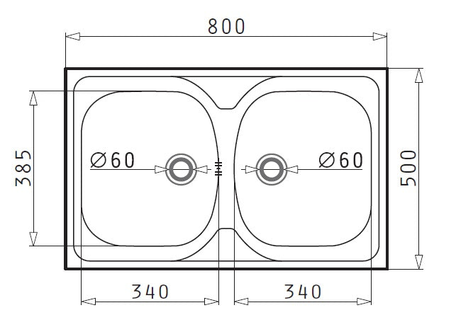 Chiuveta inox Ecoline CORE - inox 800mm*500mm