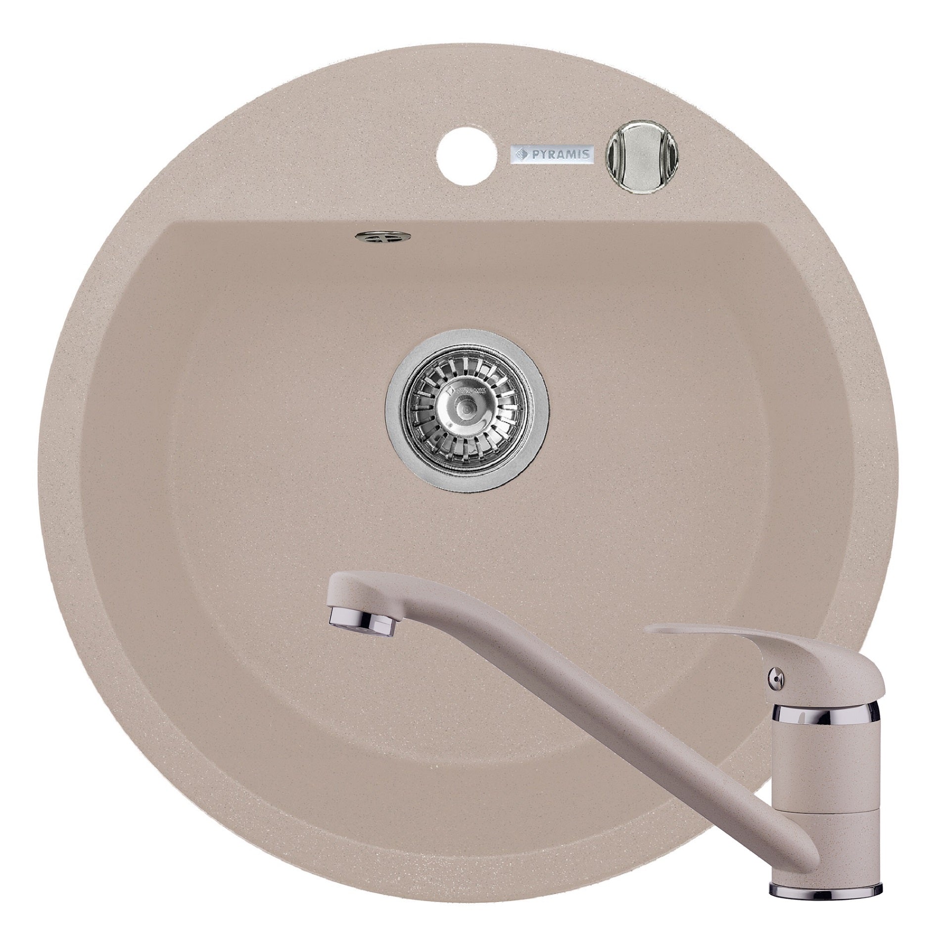 Set chiuveta granit MIDO 1B Ø51 & baterie ASALIA - Beige