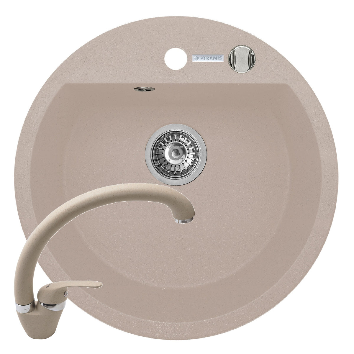 Set chiuveta granit MIDO 1B Ø51 & baterie OSSIA - Beige