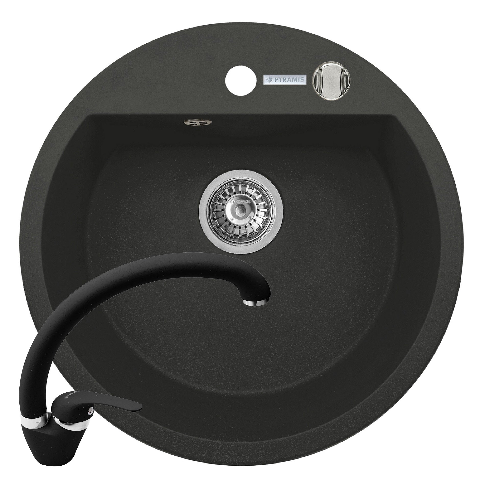 Set chiuveta granit MIDO 1B Ø51 & baterie OSSIA - Carbon