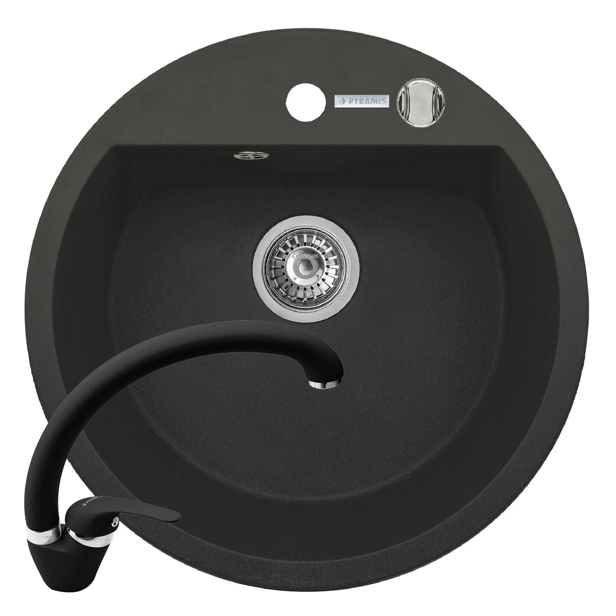 Set chiuveta granit MIDO 1B Ø51 & baterie OSSIA - Carbon