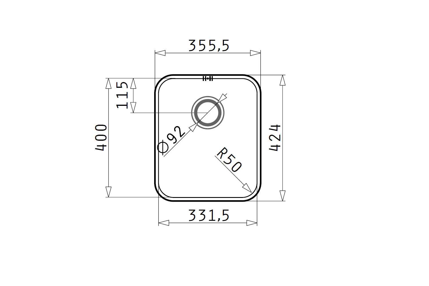 Chiuveta inox Pyramis RELIA 33x40 1B