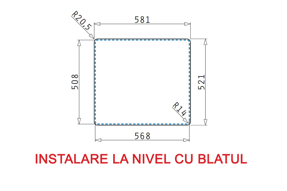 Chiuveta inox Pyramis ZERIA 58x52 1 1/2B ST
