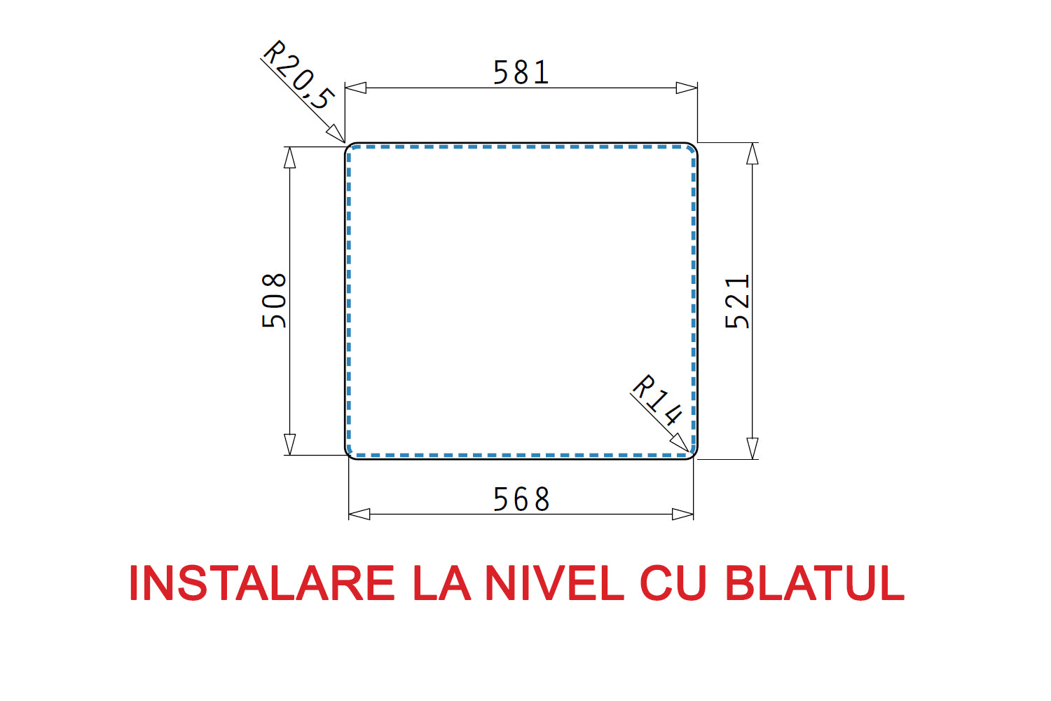 Chiuveta inox Pyramis ZERIA 58x52 1 1/2B DR