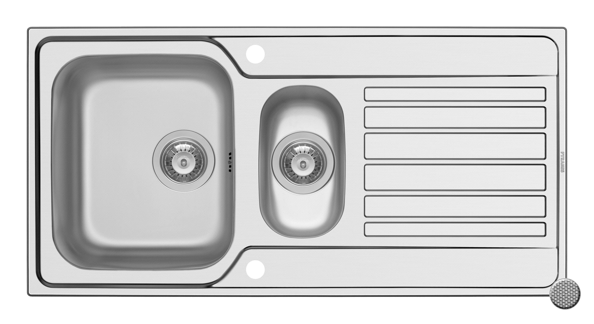 Chiuveta inox Pyramis FEDRA EXTRA 100x50 1 1/2B 1D LN