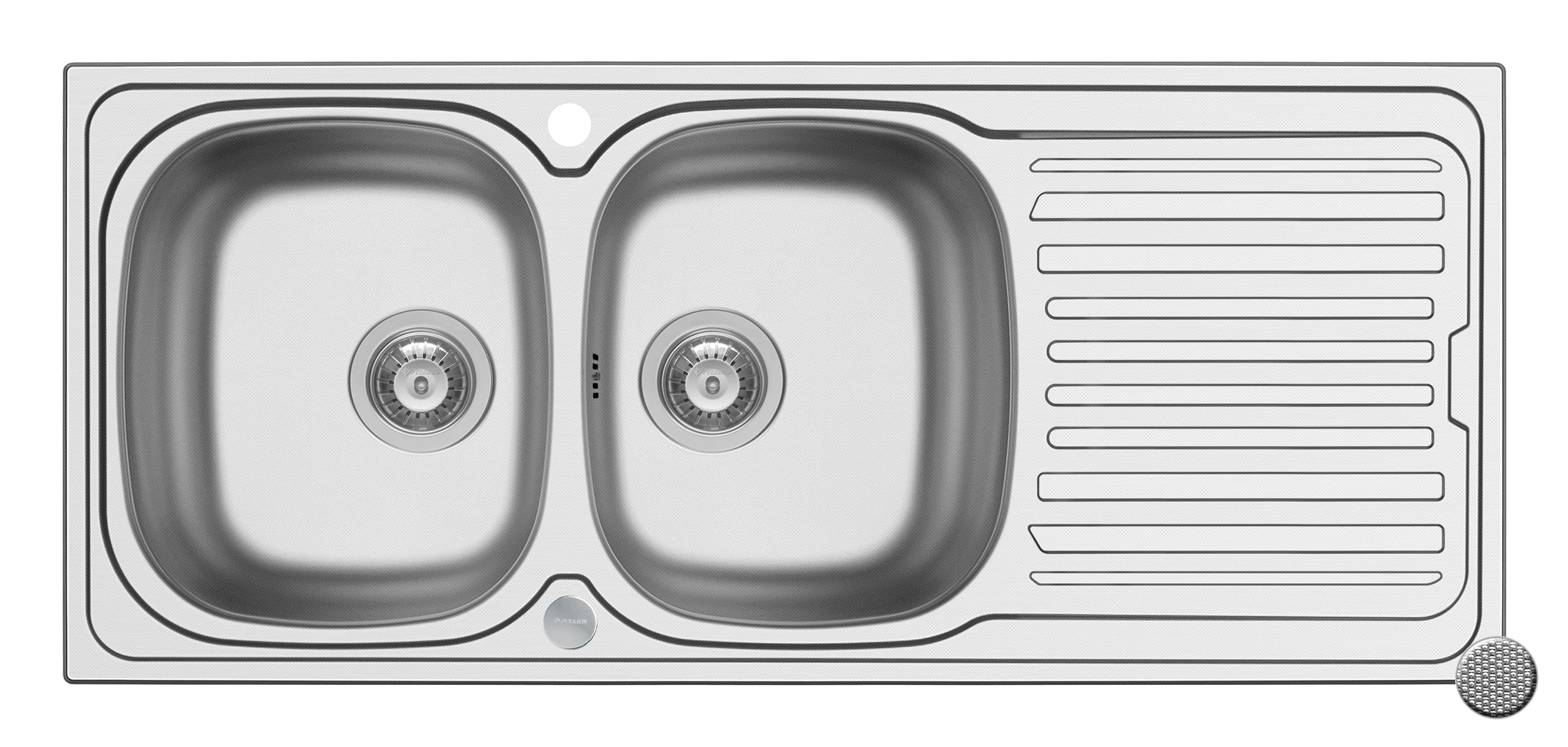 Chiuveta inox Pyramis AURORA 116x50 2B1D LN