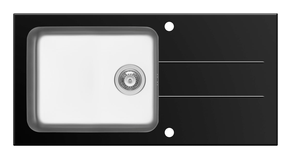 Chiuveta Pyramis CONCERTO 100x50 1B 1D Black Glass & Inox