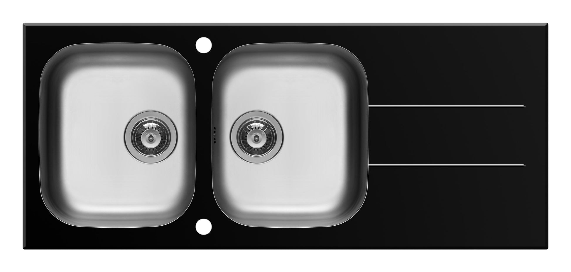 Chiuveta Pyramis CONCERTO 116x50 2B 1D Black Glass & Inox