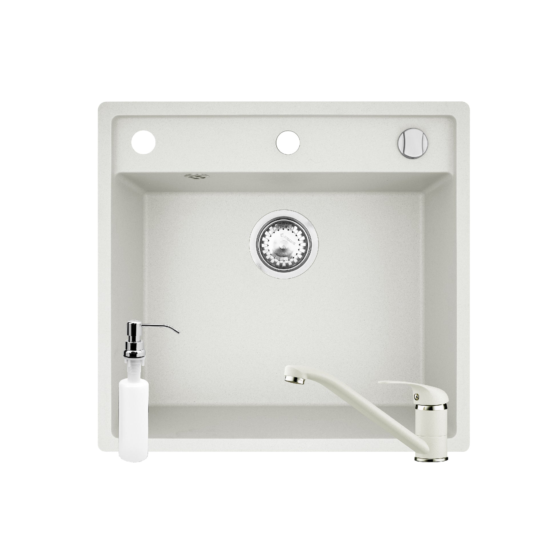 Set 3in1 chiuveta granit Cristal 1B 53x50 Snow