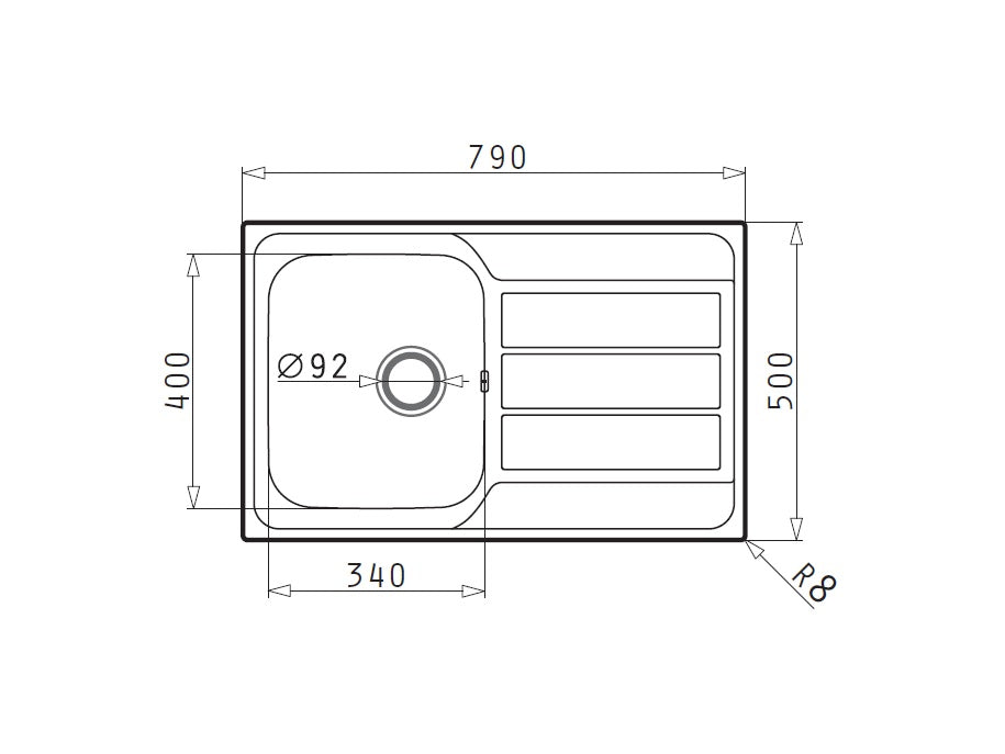 Chiuveta inox ATHENA DIAMOND 79x50 1B1D DR