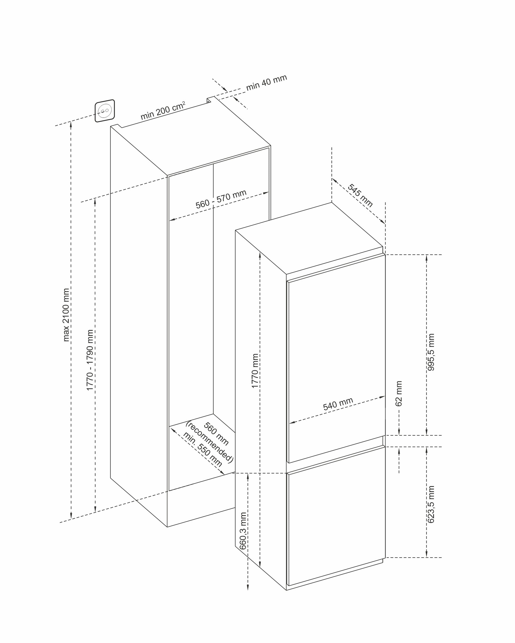 Combina frigorifica incorporabila Pyramis VE27RO64