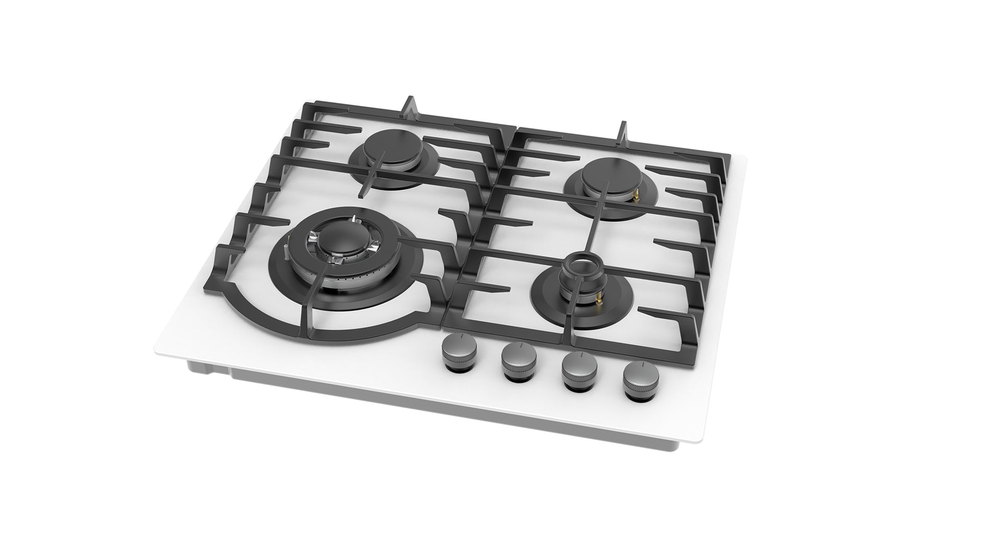 Plita gaz Pyramis 60PG 6512 White Glass, Wok si Fonta