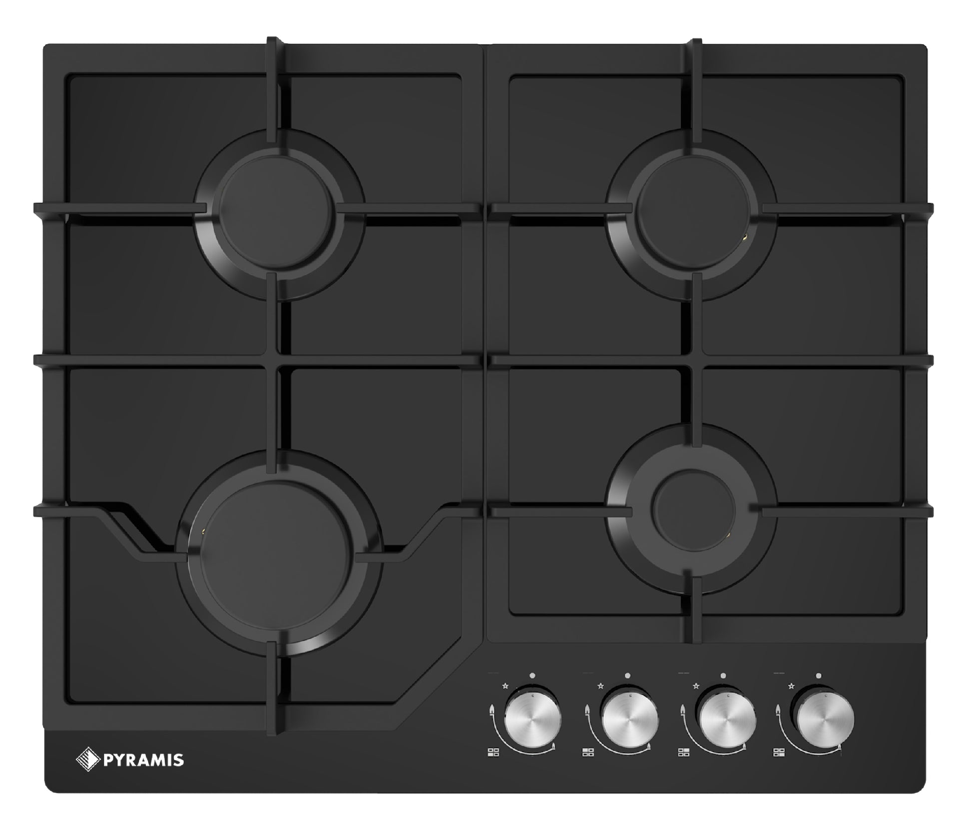 Plita gaz Pyramis 60PG 6601 Black Glass si Fonta