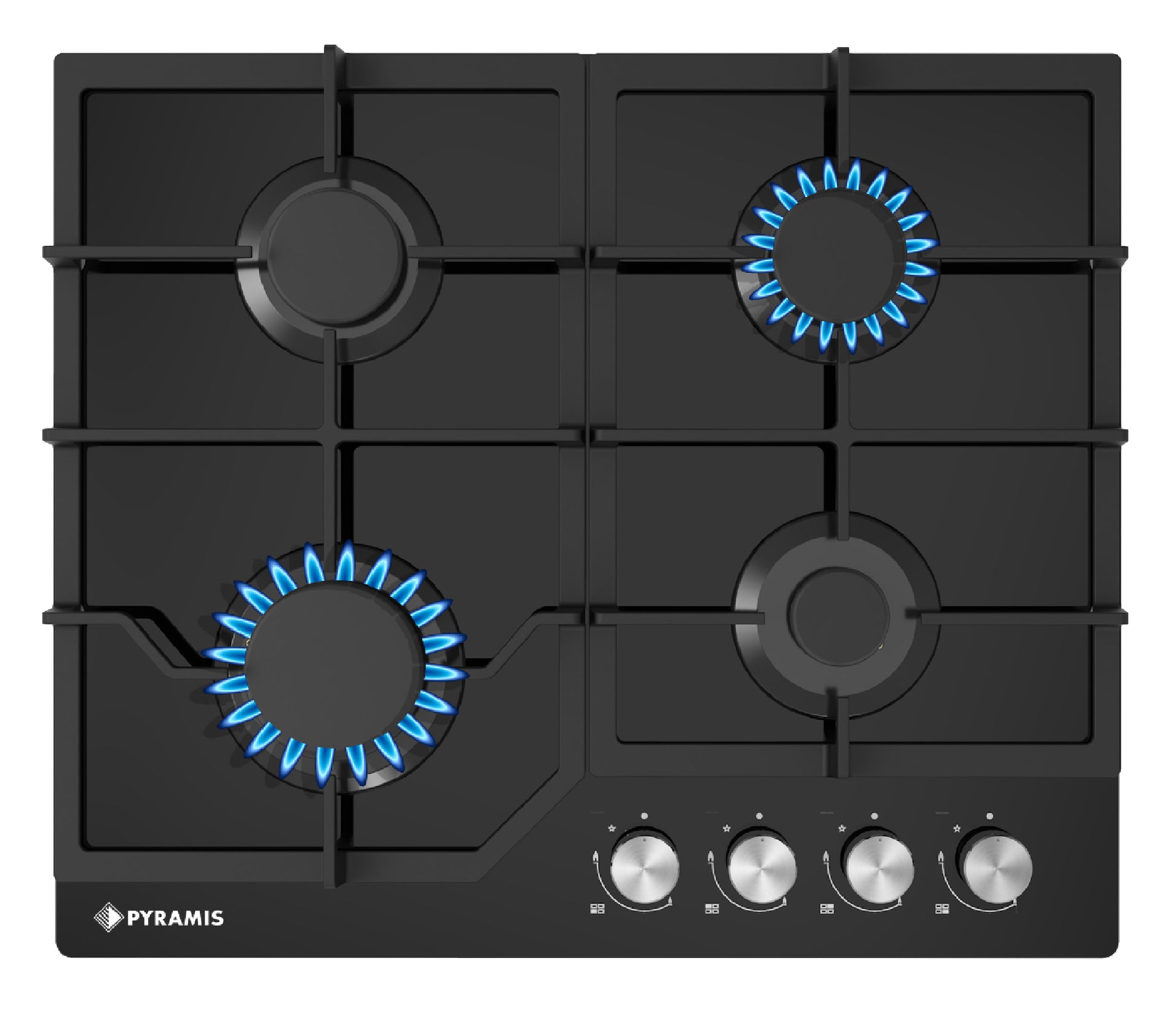 Plita gaz Pyramis 60PG 6601 Black Glass si Fonta