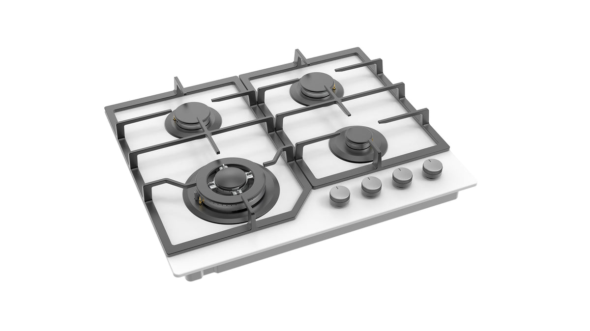 Plita gaz Pyramis 60PG 6612 White Glass, Wok si Fonta