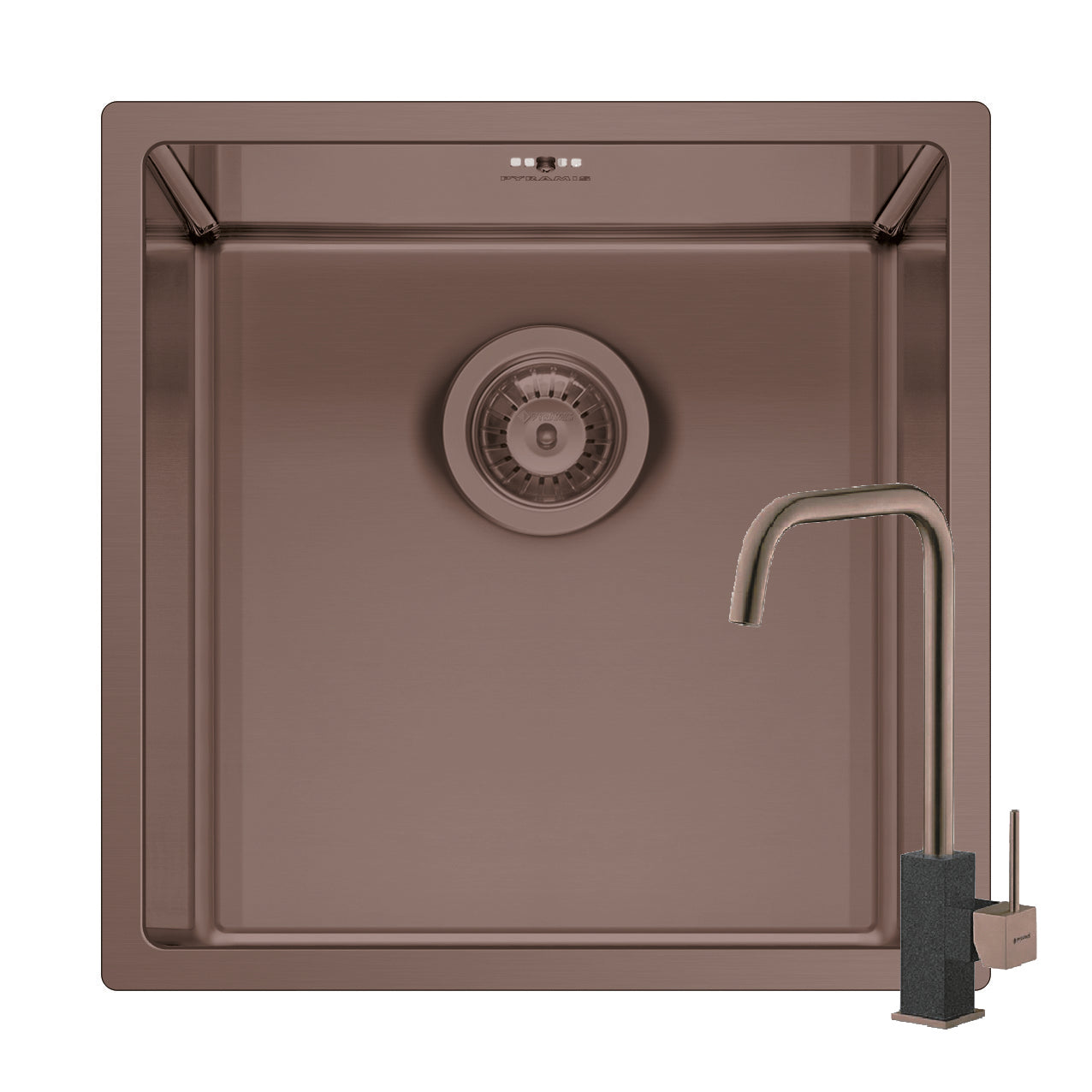 Set chiuveta inox ASTRIS COLORA 40x40 1B si baterie ADELITA Copper