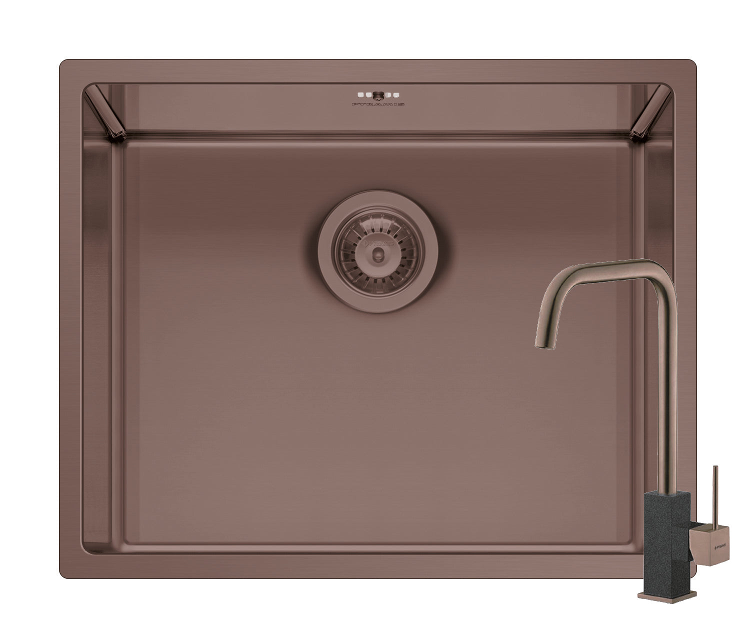 Set chiuveta inox ASTRIS COLORA 50x40 1B si baterie ADELITA Copper