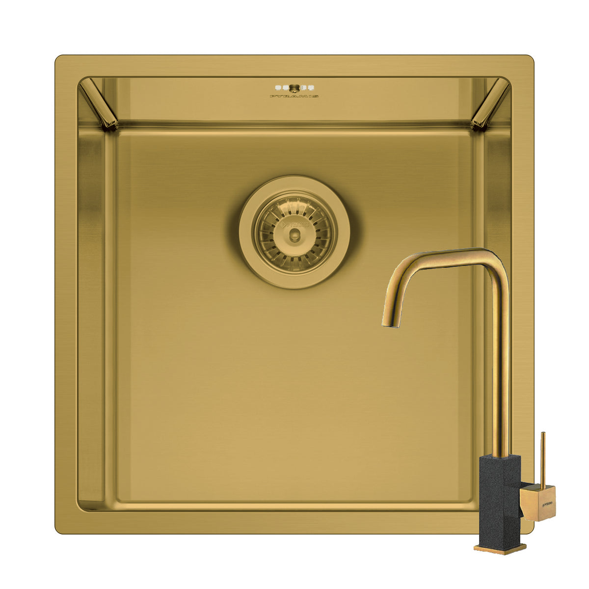 Set chiuveta inox ASTRIS COLORA 40x40 1B si baterie ADELITA Gold