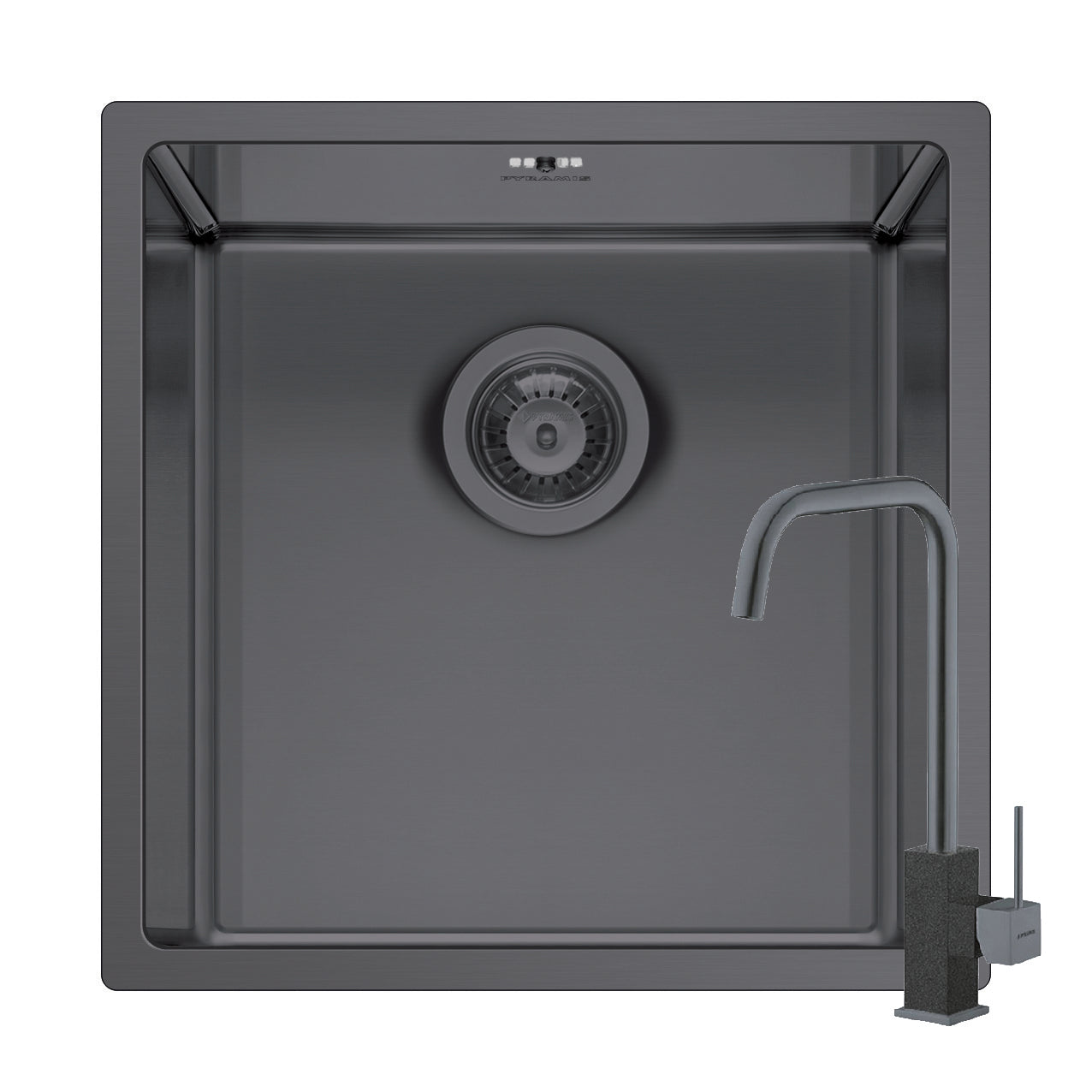 Set chiuveta inox ASTRIS COLORA 40x40 1B si baterie ADELITA Gun metal