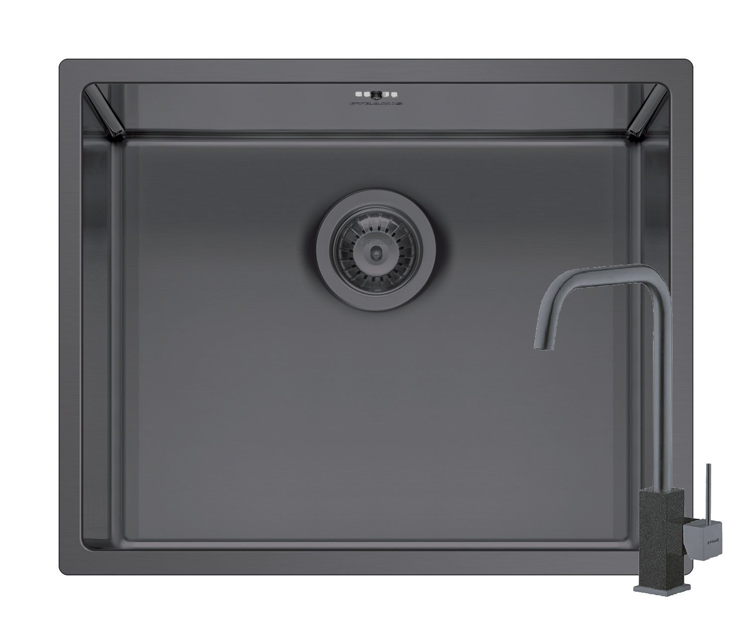 Set chiuveta inox ASTRIS COLORA 50x40 1B si baterie ADELITA Gun metal