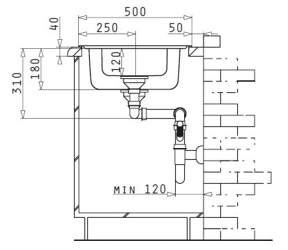 Chiuveta Inox Pyramis AMALTIA 62x50 1 1/2B SM