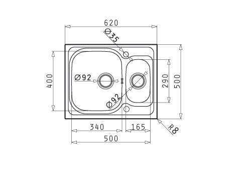 Chiuveta Inox Pyramis AMALTIA 62x50 1 1/2B SM