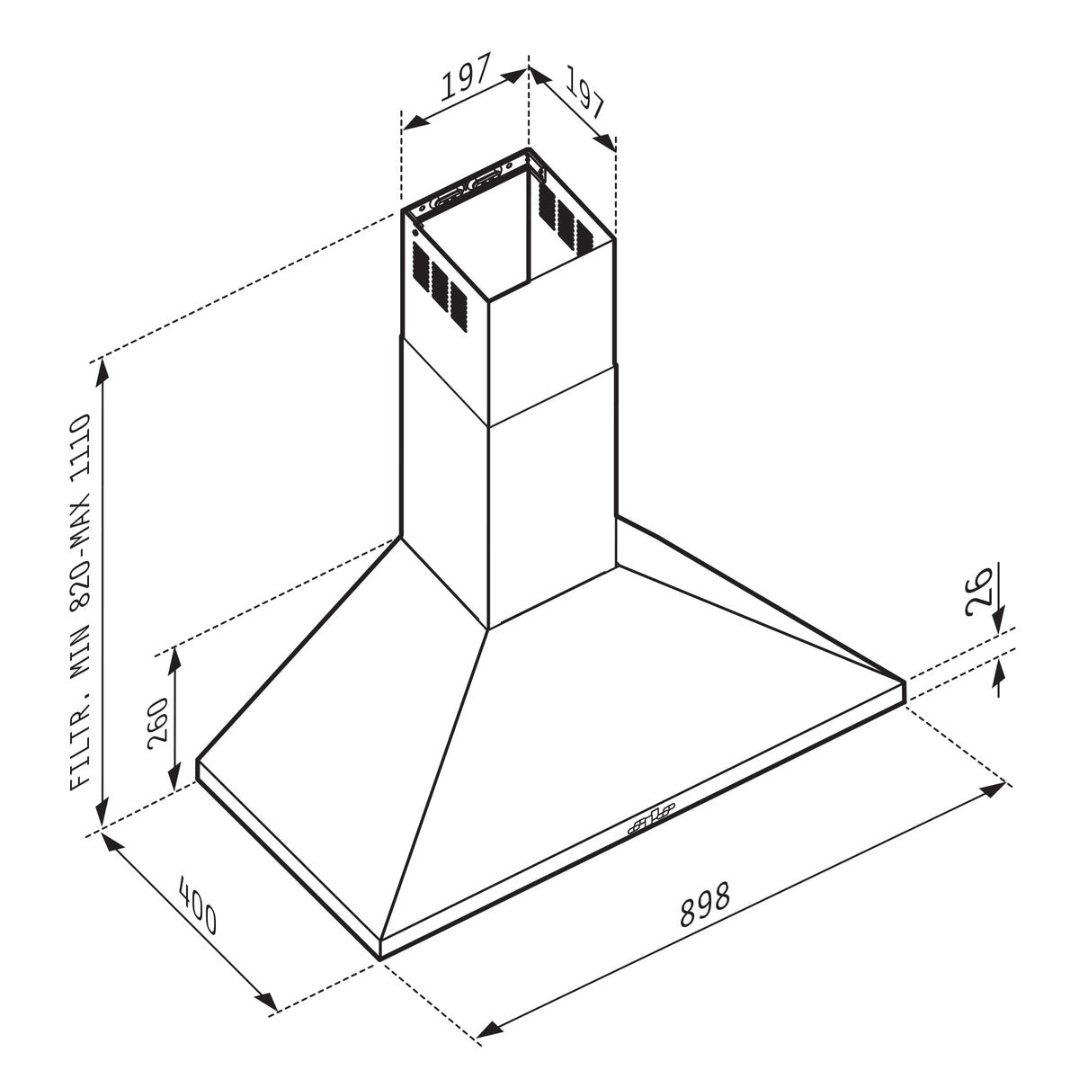 Hota decorativa Pyramis Square Plus Chimney 90