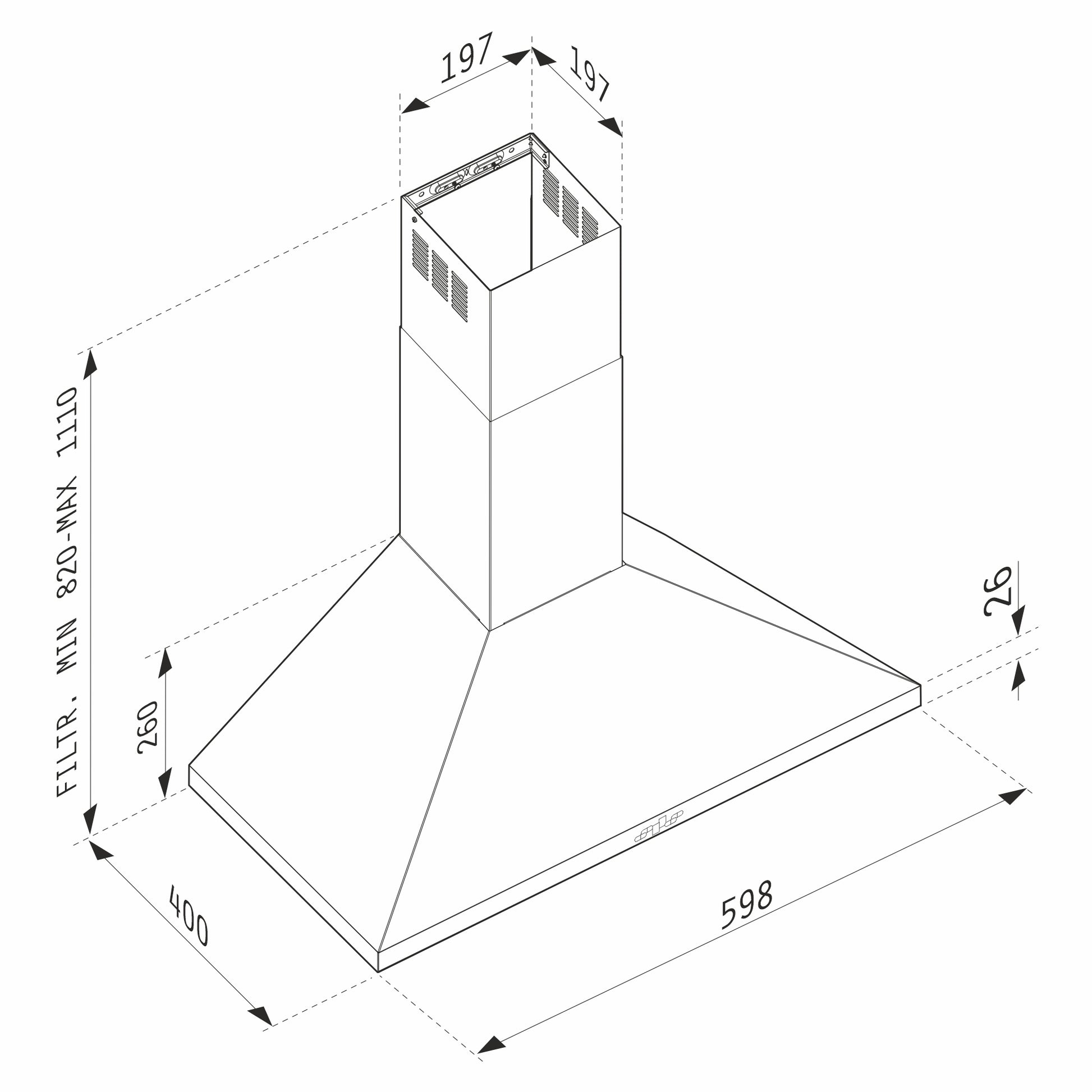 Hota decorativa Pyramis Square Plus Chimney 60