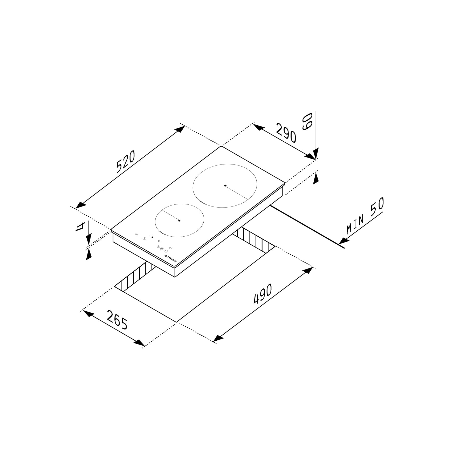 Plita inductie domino Pyramis PHI32230FMB Touch Control Black