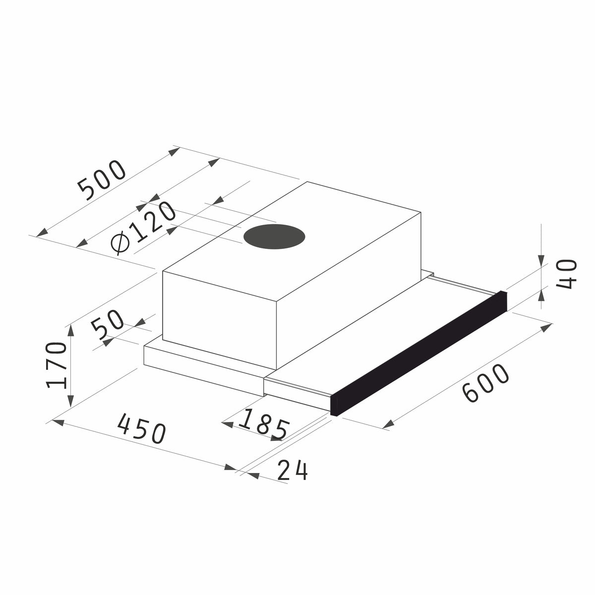Hota incorporabila telescopica Pyramis ECO SLIDING 2MT 1350WG