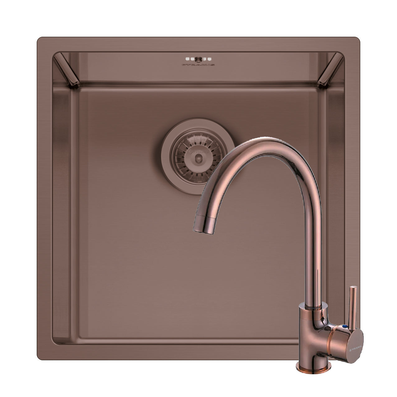 Set chiuveta inox ASTRIS COLORA 40x40 1B si baterie ECO BELLO Copper