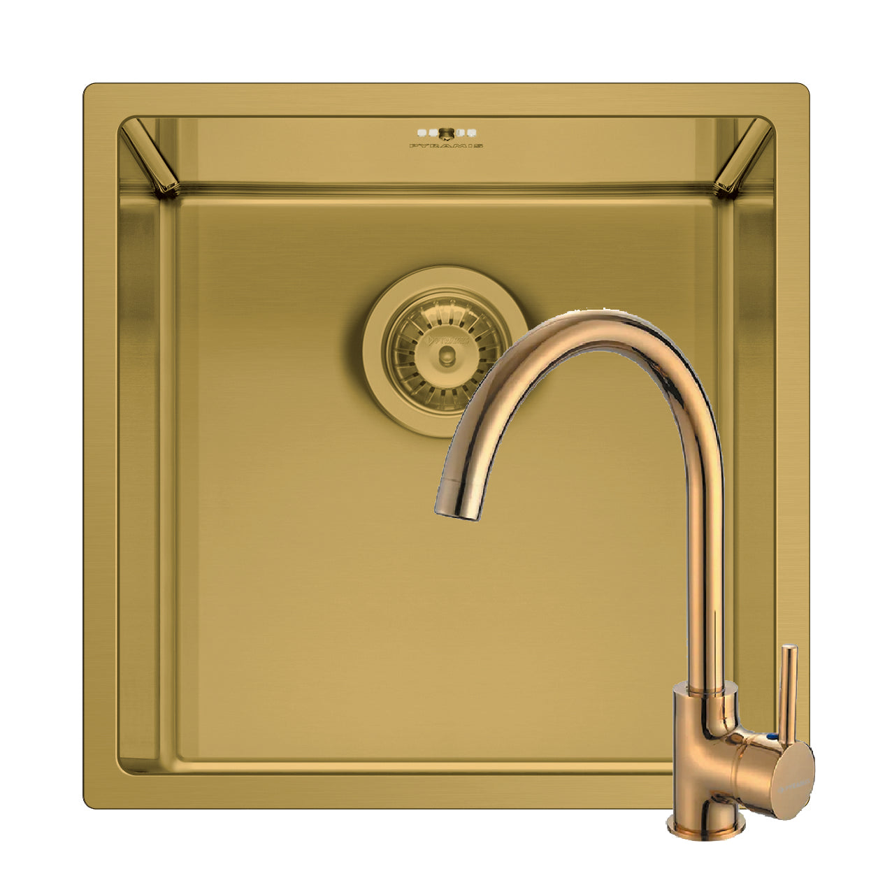 Set chiuveta inox ASTRIS COLORA 40x40 1B si baterie ECO BELLO Gold