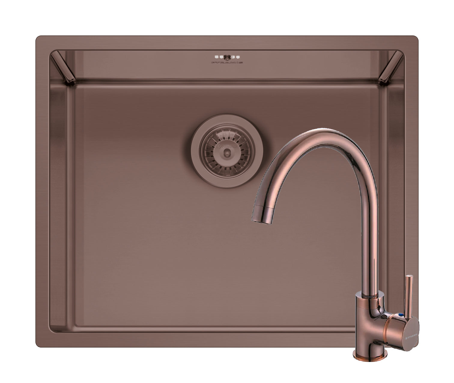 Set chiuveta inox ASTRIS COLORA 50x40 1B si baterie ECO BELLO Copper
