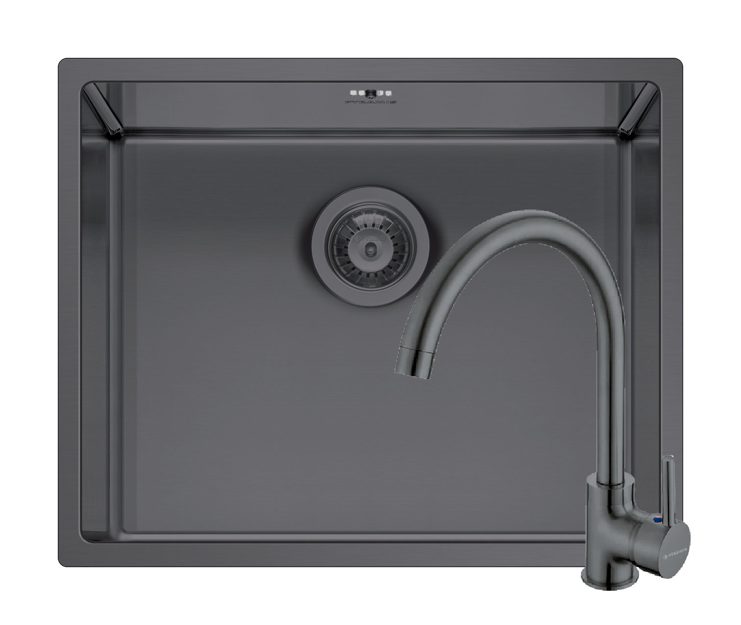 Set chiuveta inox ASTRIS COLORA 50x40 1B si baterie ECO BELLO Gun Metal