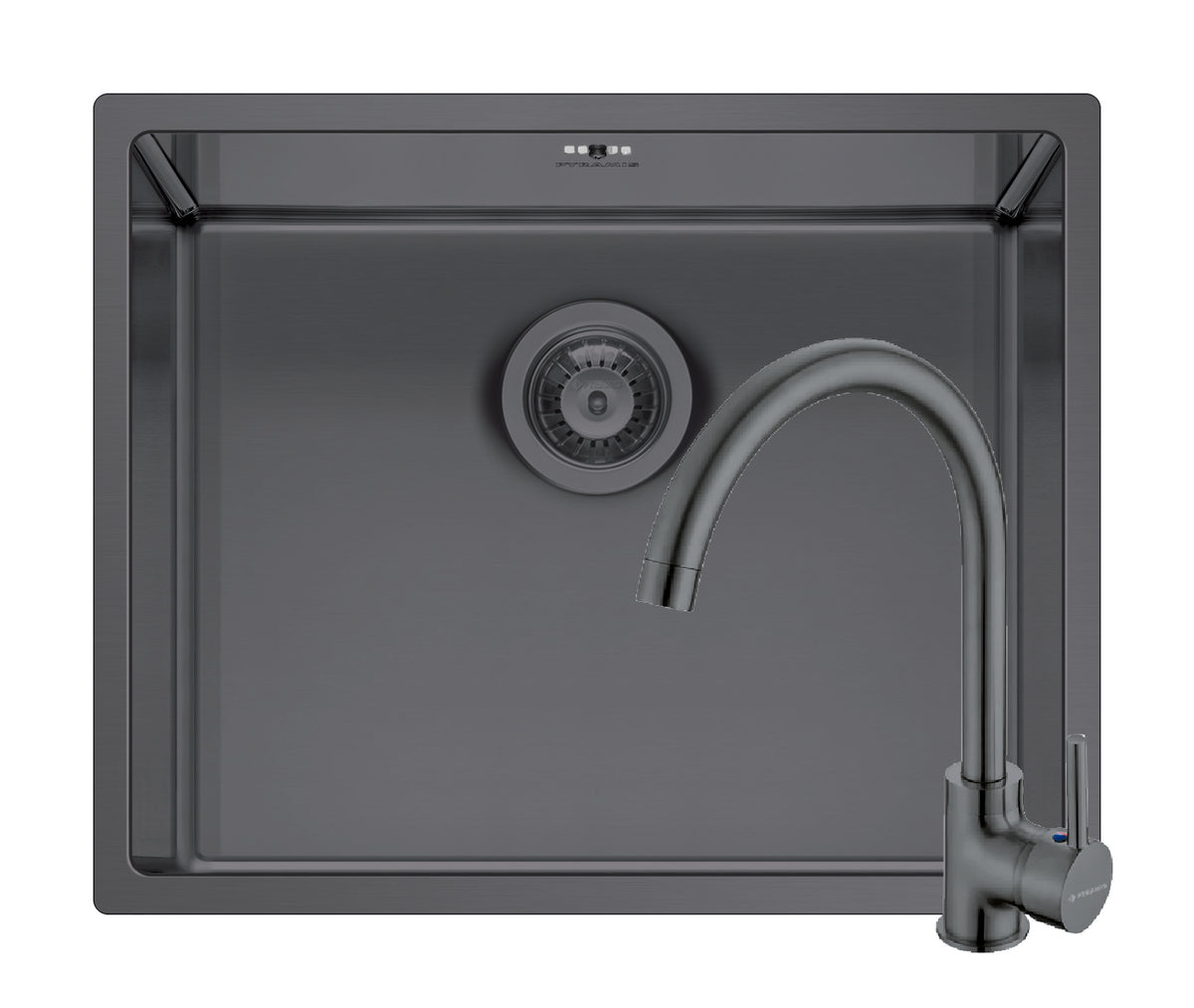 Set chiuveta inox ASTRIS COLORA 50x40 1B si baterie ECO BELLO Gun Metal