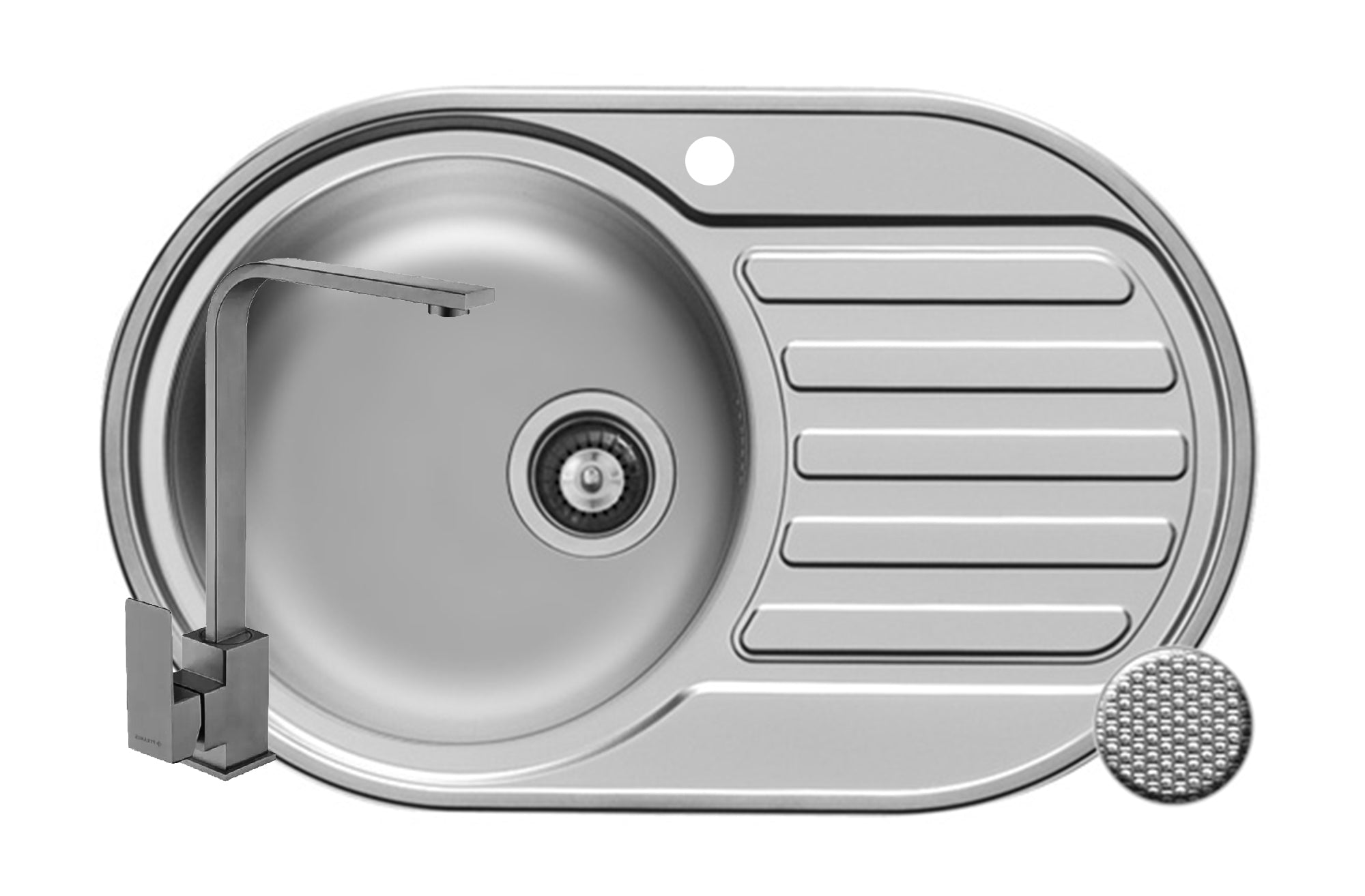 Set chiuveta inox SR MINI 1B1D ST si baterie ECO CECILIA