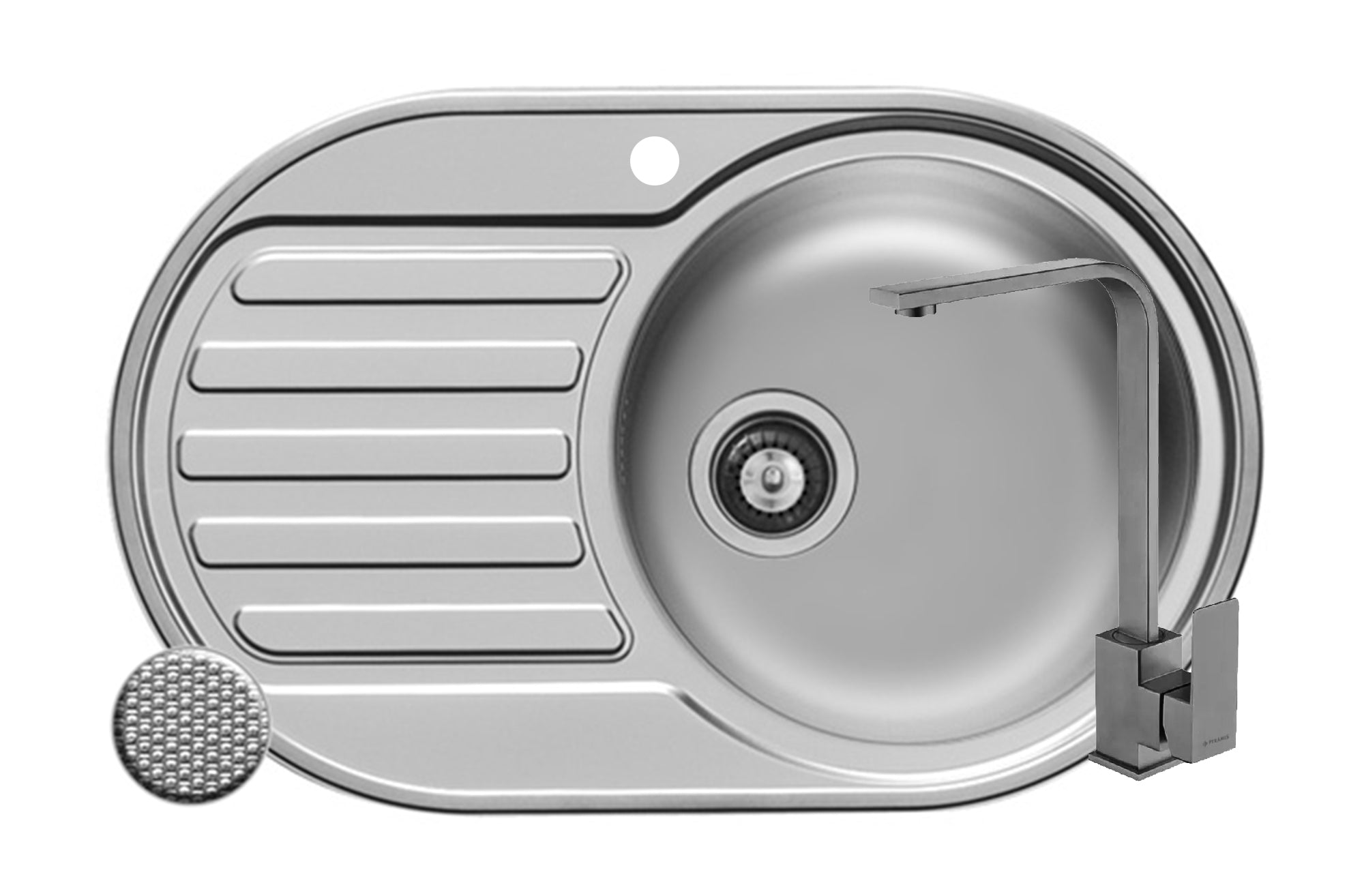 Set chiuveta inox SR MINI 1B1D DR si baterie ECO CECILIA