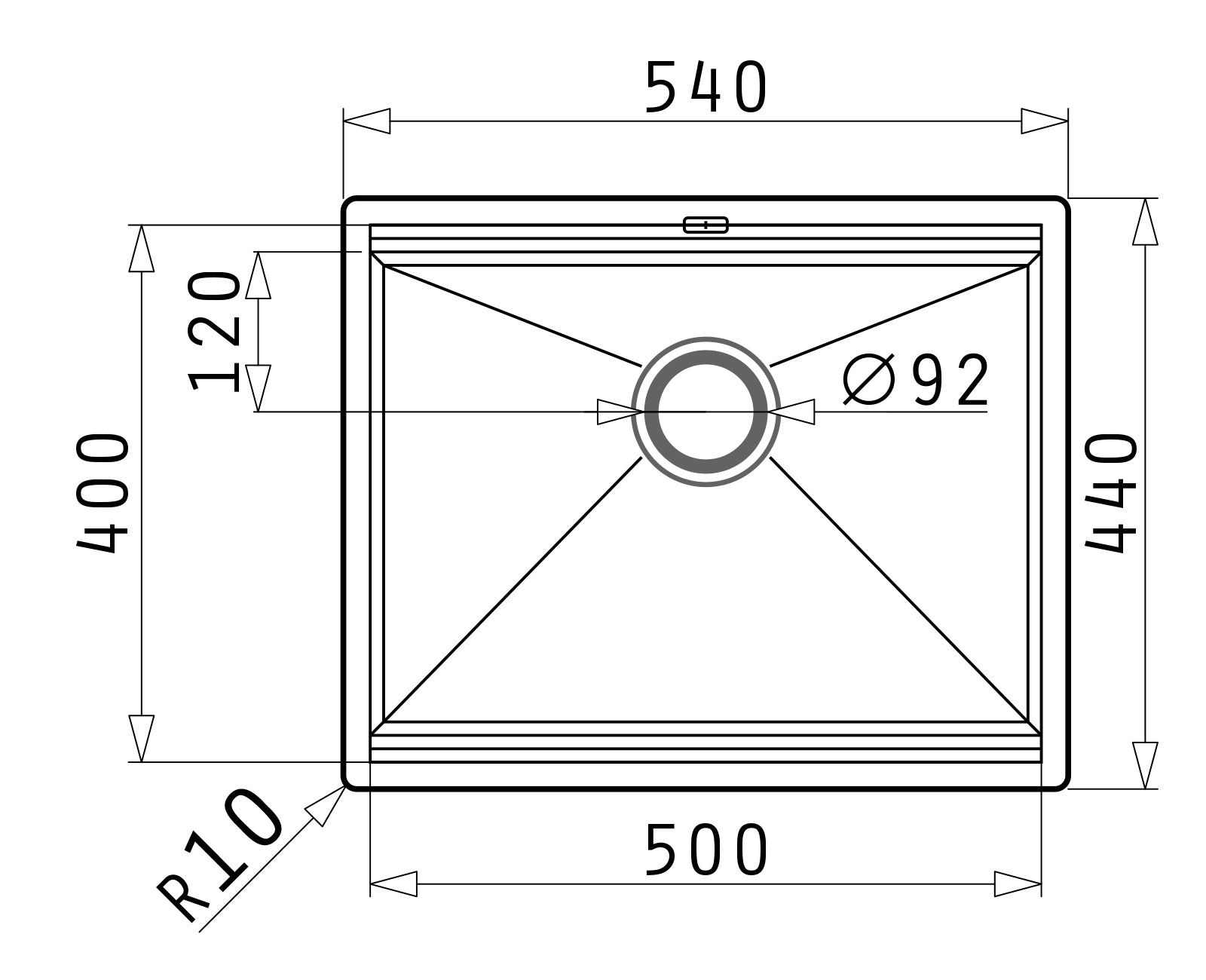 Chiuveta inox Pyramis ZEUS 54x44 1B
