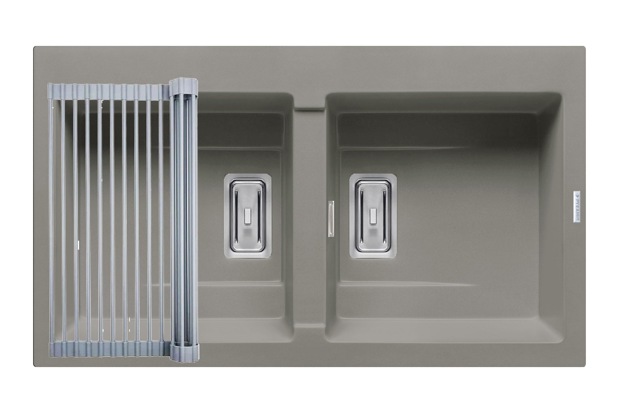 Set chiuveta granit KARTESIO 86x50 2B Industrial Grey si suport multifunctional ROLL UP