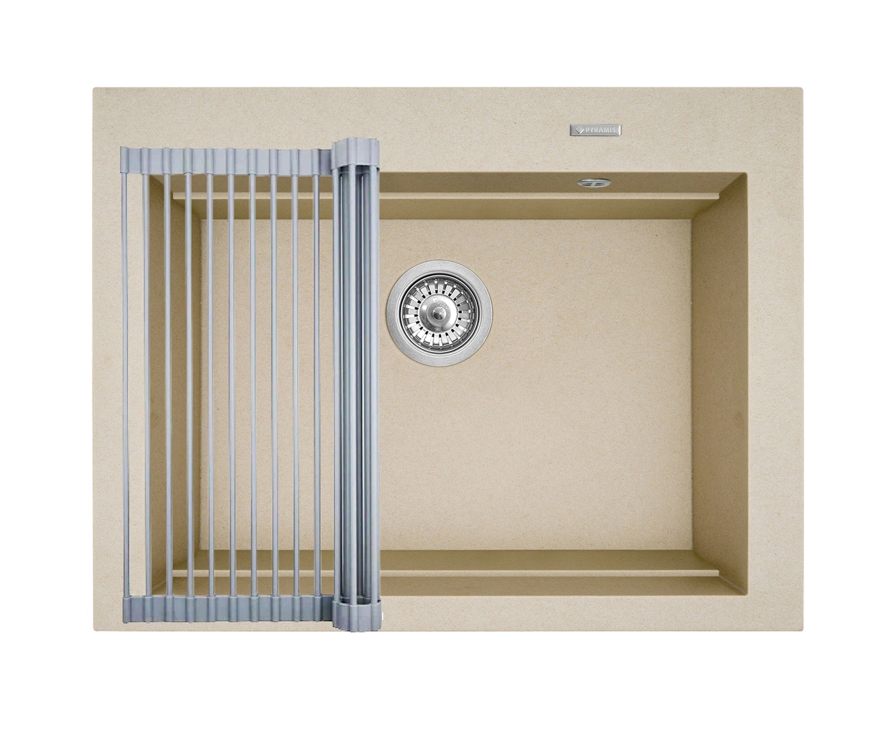 Set chiuveta granit SIROS 67x51,5 1B Beige si suport multifunctional ROLL UP