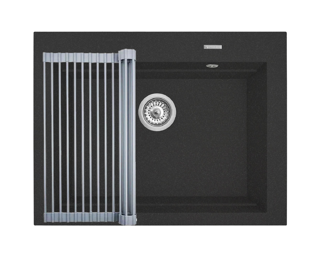 Set chiuveta granit SIROS 67x51,5 1B Black si suport multifunctional ROLL UP