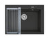 Set chiuveta granit SIROS 67x51,5 1B Carbon si suport multifunctional ROLL UP