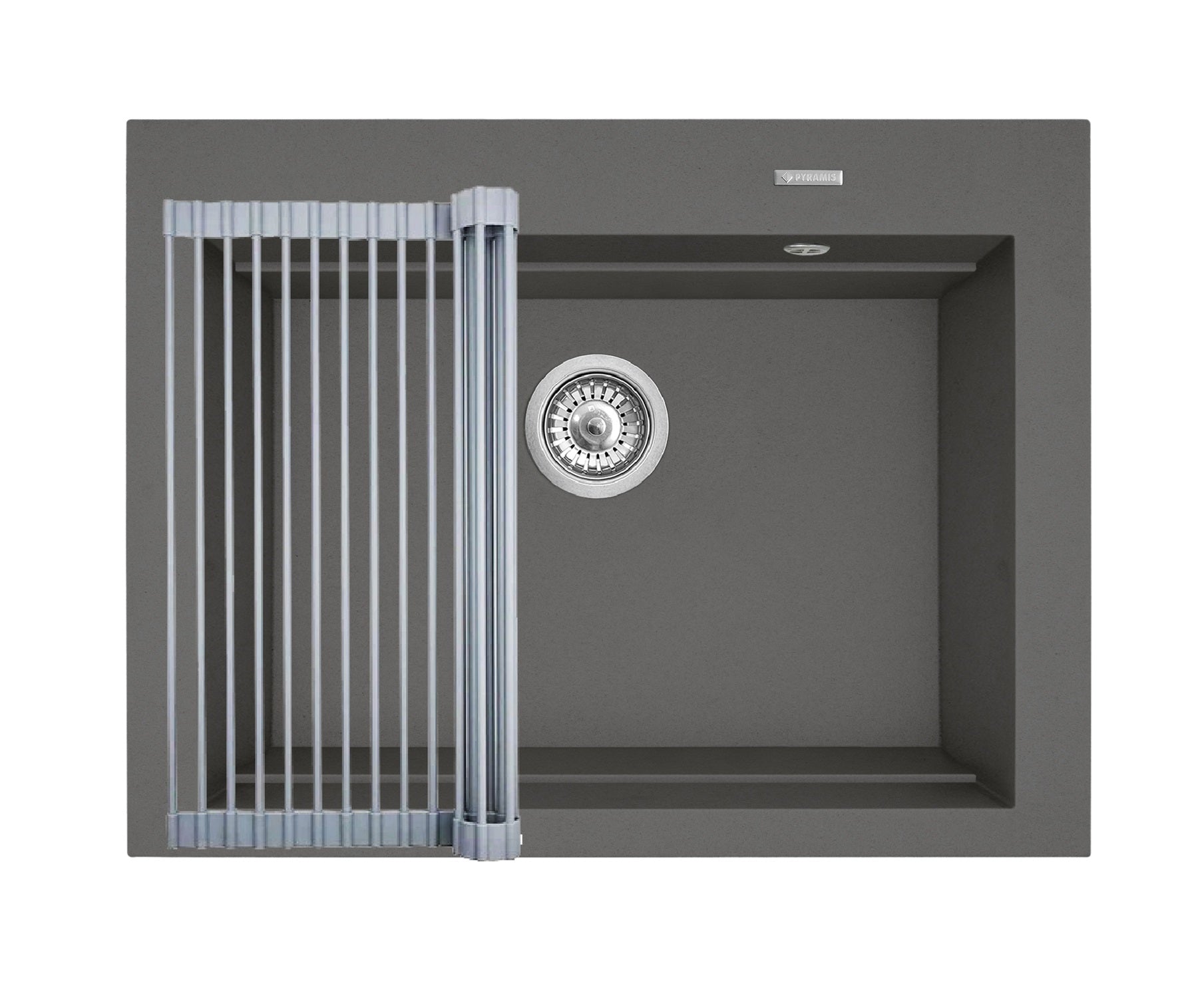 Set chiuveta granit SIROS 67x51,5 1B Iron Grey si suport multifunctional ROLL UP